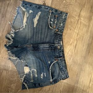 Distressed Blue Denim Shorts